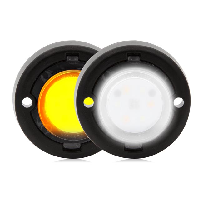 1.7" Round Mini Dual Color Emergency Warning Light - White / Amber