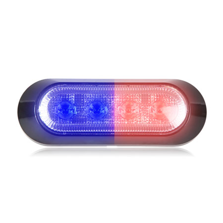 Ultra 0.9" Thin Profile 4 LED Warning Light - Blue/Red Clear
