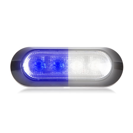 Ultra 0.9" Thin Profile 4 LED Warning Light - Blue/White Clear