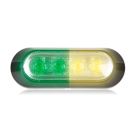 Ultra 0.9" Thin Profile 4 LED Warning Light - Green/Amber Clear