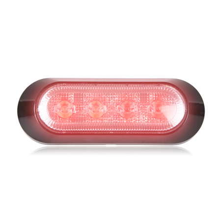 Ultra 0.9" Thin Profile 4 LED Warning Light - Red Clear