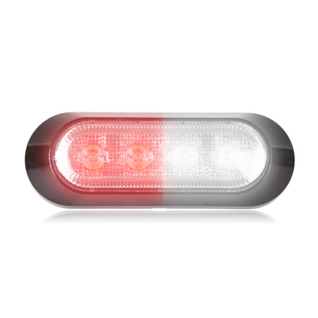 Ultra 0.9" Thin Profile 4 LED Warning Light - Red/White Clear