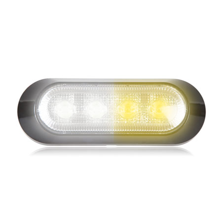 Ultra 0.9" Thin Profile 4 LED Warning Light - White/Amber Clear