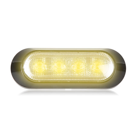 Ultra 0.9" Thin Profile 4 LED Warning Light - Amber Clear