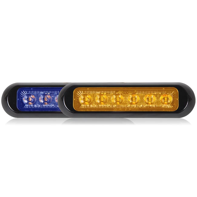 Thin Low Profile Dual Color LED Warning Light Blue / Amber Clear Lens