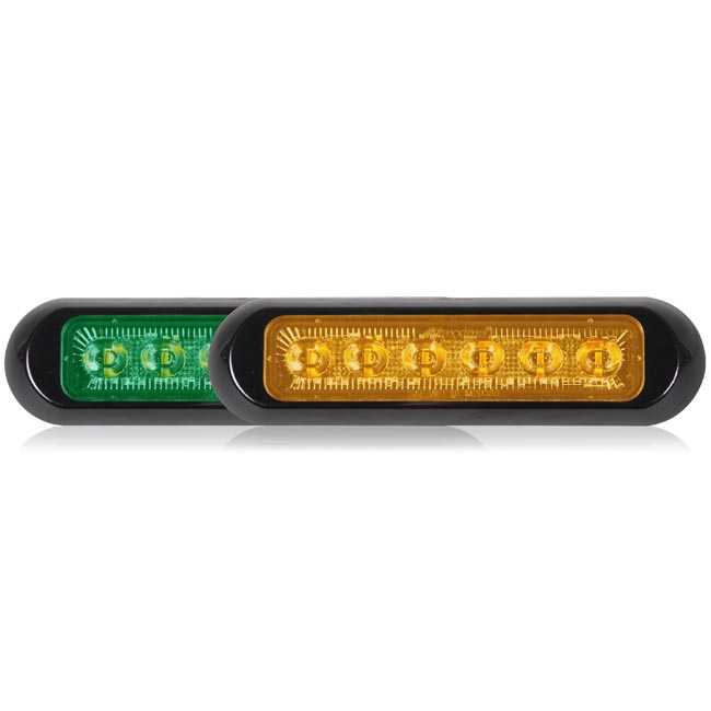 Thin Low Profile Dual Color LED Warning Light Green / Amber Clear Lens