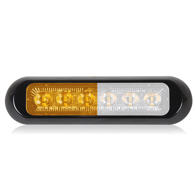 Thin Low Profile 6 LED Amber / White Clear Lens Class 1 Warning Surface Mount