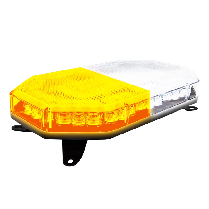 Amber/White Emergency Mini Warning Bar with Magnetic Mount & Permanent Mount included