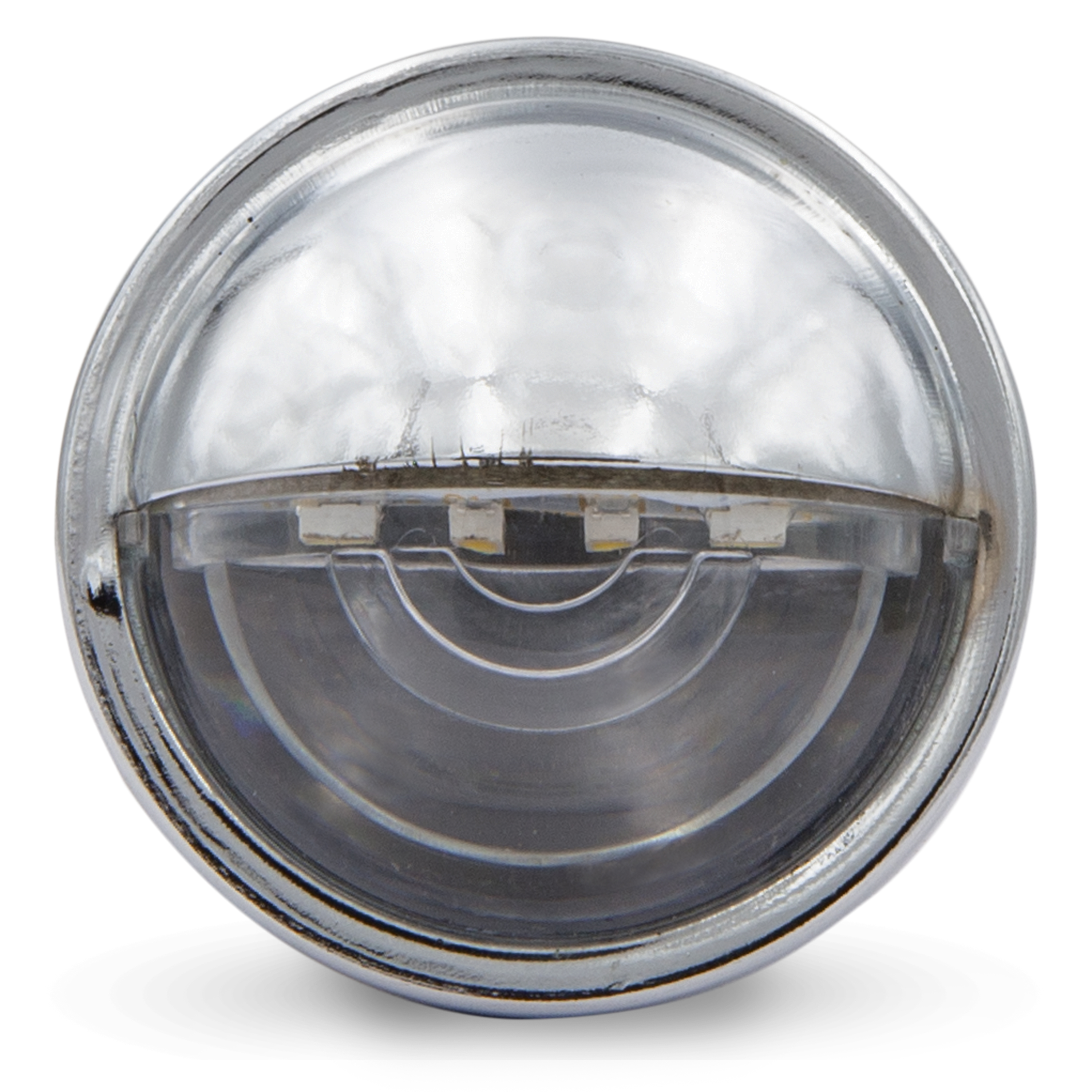 LED License Light 1.5" Round With Stainless Steel Chrome Bezel