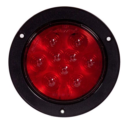 4" Round Red Flange Mount Stop/Tail/Turn Light