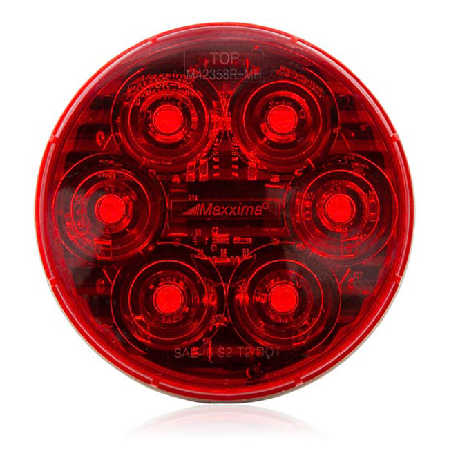 6 LED Red 4" Round Stop/Tail/Turn MaxxHeat Lens with Dry-Fit Connector
