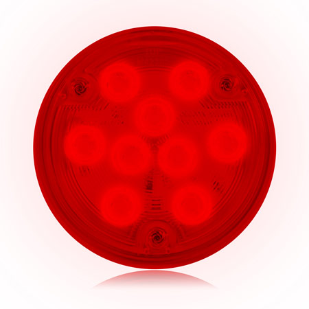 Low Profile Thin 4&quot; Round Red Stop / Tail / Turn Surface Mount - Bulk Pack