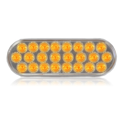 Oval Amber Clear Lens LED Warning Light - 7 Selectable Flash Patterns