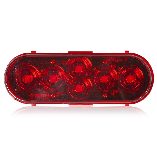 6 LED Red Oval Stop/Tail/Turn MaxxHeat Lens with Dry-Fit Connector