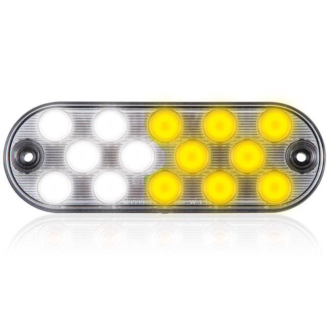 14 LEDs Oval White/Amber 6.5" Surface Mount Warning 11 Selectable Flash Patterns