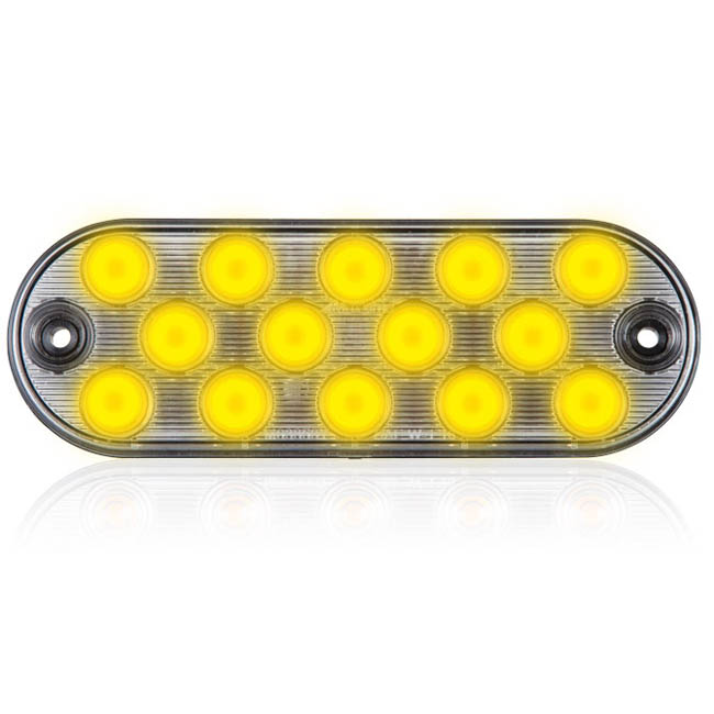 14 LEDs Oval Amber Clear Lens 6.5&quot; Surface Mount Warning 8 Selectable Flash Patterns