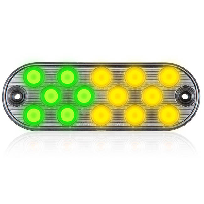 14 LEDs Oval Amber/Green 6.5" Surface Mount Warning 11 Selectable Flash Patterns