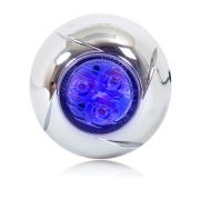 1.80" Round 3 LED Micro Emergency Warning Light - Blue Clear Lens