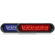 Thin Low Profile Dual Color LED Warning Light Blue / Red Clear Lens