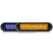 Thin Low Profile Dual Color LED Warning Light Blue / Amber Clear Lens 